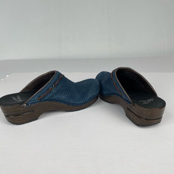 Dansko Womens Blue Nubuck Leather Mules Slip On Shoes Size 37/6.5-7 Clog - Picture 12 of 13